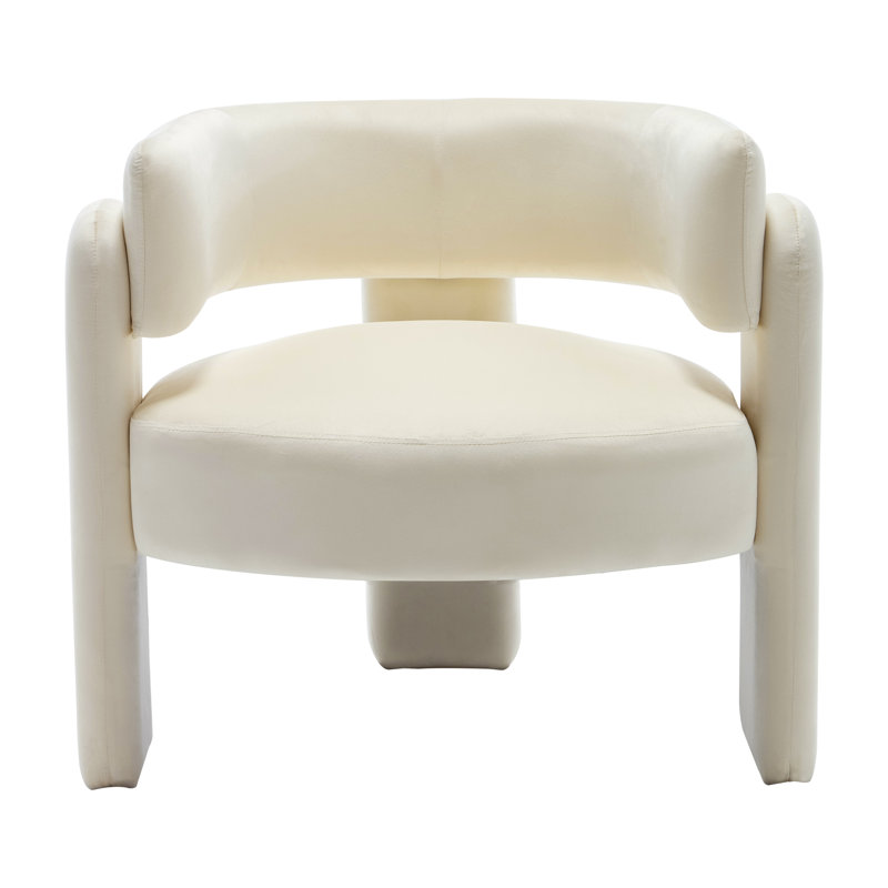 19'' H Upholstered Barrel Armchair With 3 Legs, Beige
