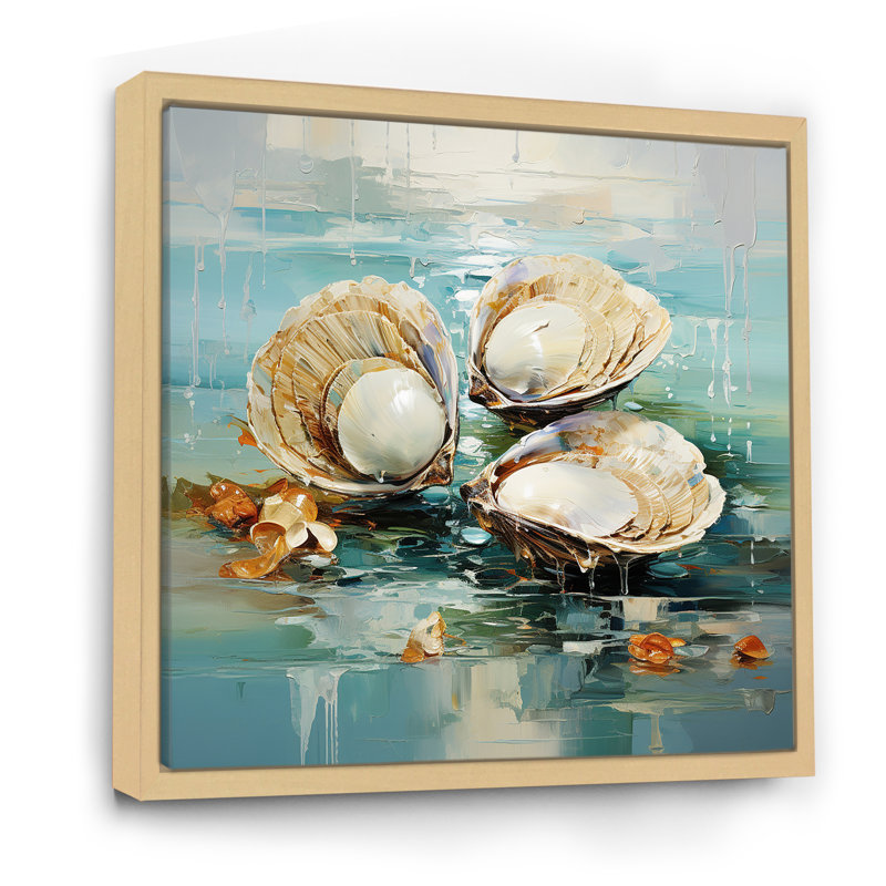 «Green Tones Delicate Oyster Beauty» sur toile, Cadre naturel flottant, 24" H x 24" W
