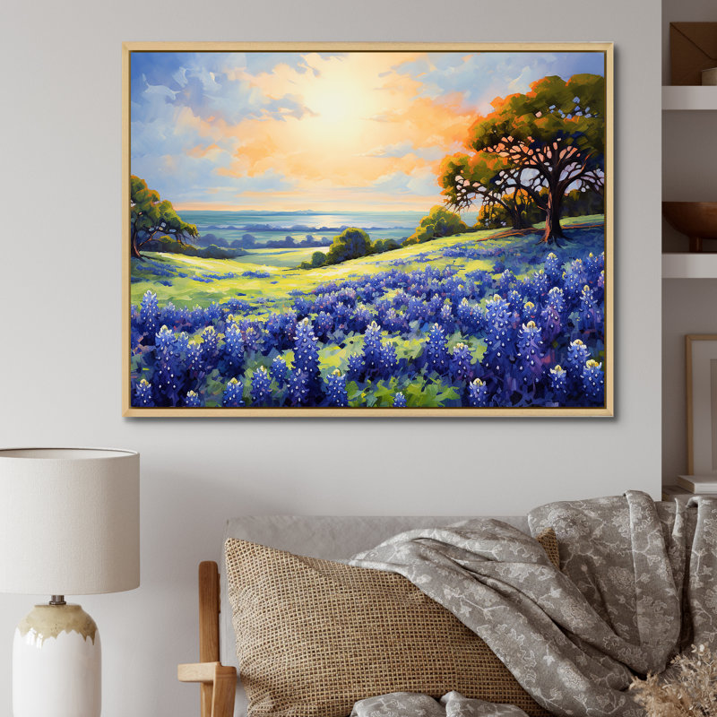 «Blue Bonnets Ballet Meadows I», reproduction d'art sur toile, H 30 po x l 40 po x P 1,5 po, Naturel