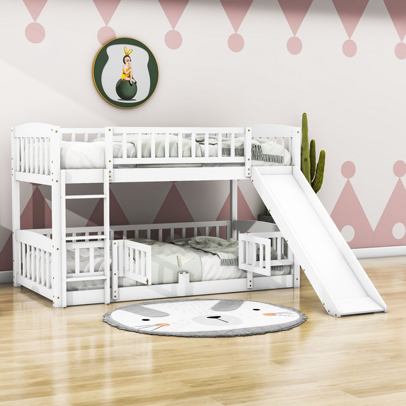 Gentjana Standard Bunk Bed by Harriet Bee, White, Twin over Twin