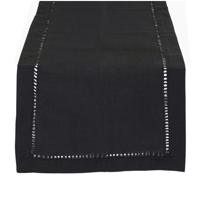 Black Classic Hemstitch 14x36 Inch Table Runner