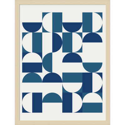 Bauhaus Geometric Blue and Teal Print