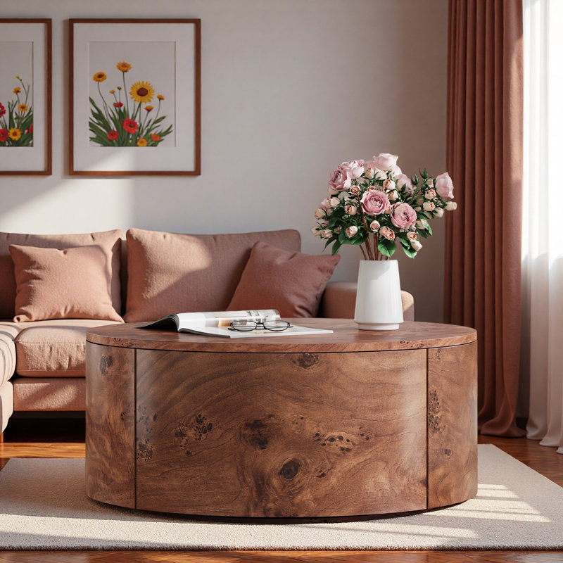 Table basse à 360 ° avec 2 tiroirs