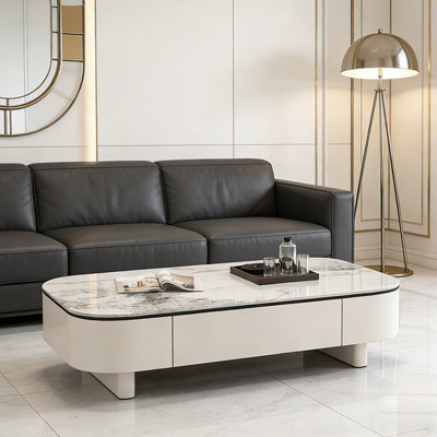 Luxury Rock Slab Coffee Table with Drawer