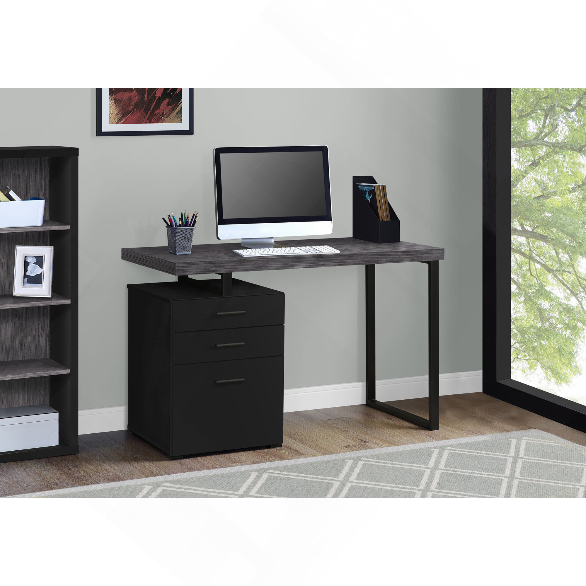 17 Stories Versatile Modern Computer Desk With Storage And Reversible ...
