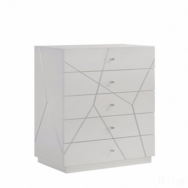 Commode - Finition laquée avec motif géométrique et tiroirs spacieux