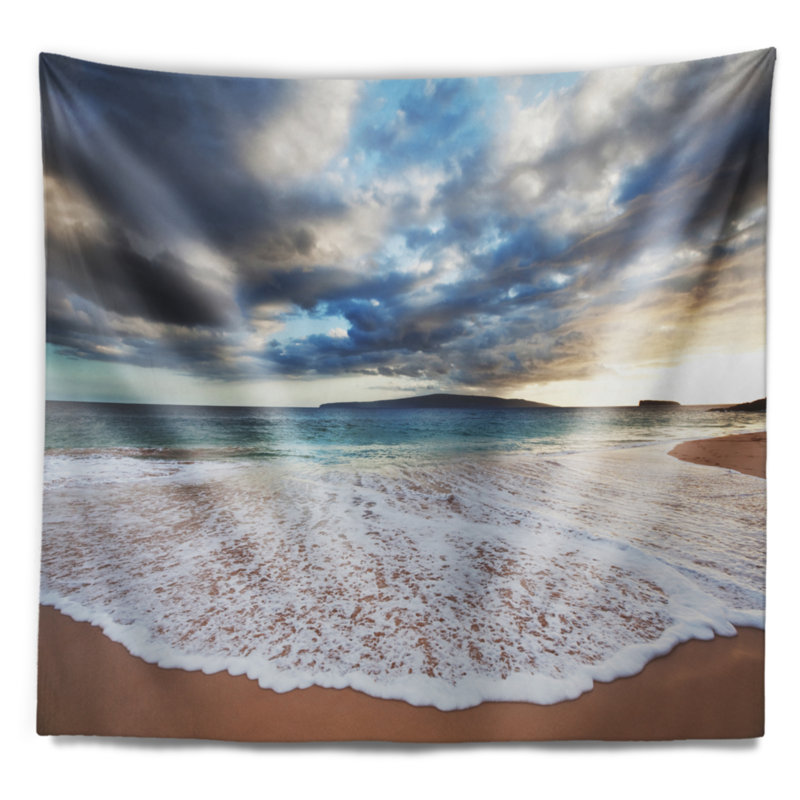 Tapisserie «Seascape Deep Seashore» avec nuages et vagues, H 32 po x l 39 po