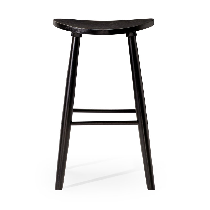 Maven Lane Luna Backless Stool in Wood Finish, Bar Stool (31" Seat Height), Rustic Black