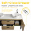un meuble-lavabo rayé en chêne naturel de 60 po avec lavabo en céramique, meuble-lavabo autoportant pour salle de bain moderne