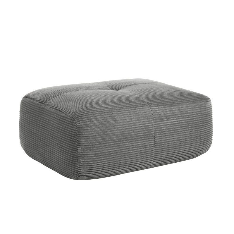 Corduroy Ottoman For Living Room – Perfect Footrest, Spare Seat & Decorative Accent, Gray