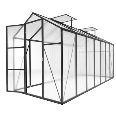 Walk-In Outdoor Greenhouse, Polycarbonate Greenhouse With Aluminum Frame, Adjustable Vents, Lockable Door For Backyard
