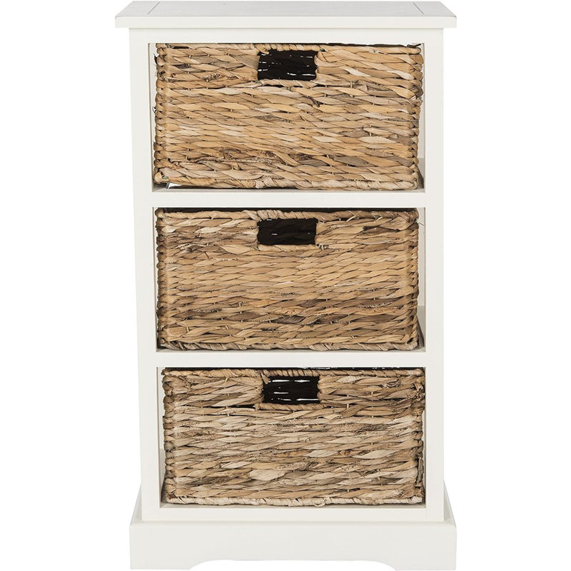 Painswick Solid Wood 3 - Drawer End Table, Distressed White