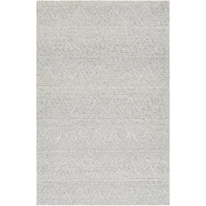 Rectangle Rozalinta Chevron Polyester/Wool Area Rug in Gray, Rectangle 6' x 9'