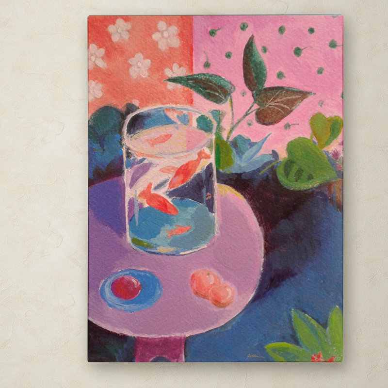 « un poisson rouge », reproduction d’art sur toile tendue, H 19 po x l 14 po x P 2 po