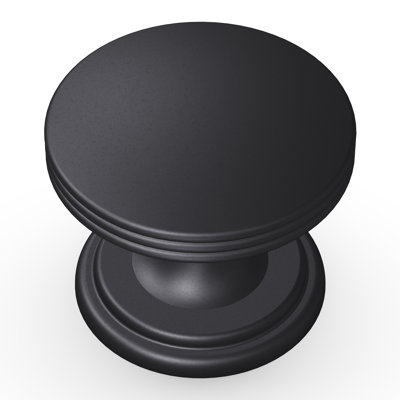 American Diner Collection Knob - 1-3/8 " Diameter Cabinet Knob Matte Black - Transitional, Traditional Hardware for Drawers & Cabinets