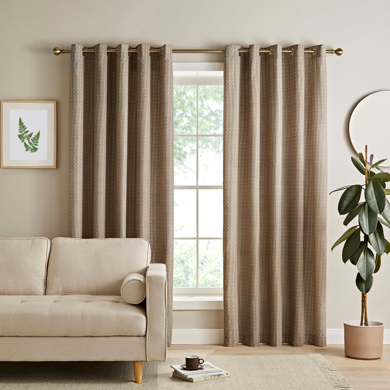 Textured Thermal Insulating Eyelet Curtains, Natural, 168" W x 229" D