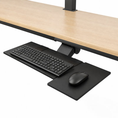 Plateau de clavier ergonomique KT1 sous bureau avec hauteur réglable, inclinaison négative, rotation à 360°, rail coulissant, plateforme pour souris gauche ou droite et pont KT