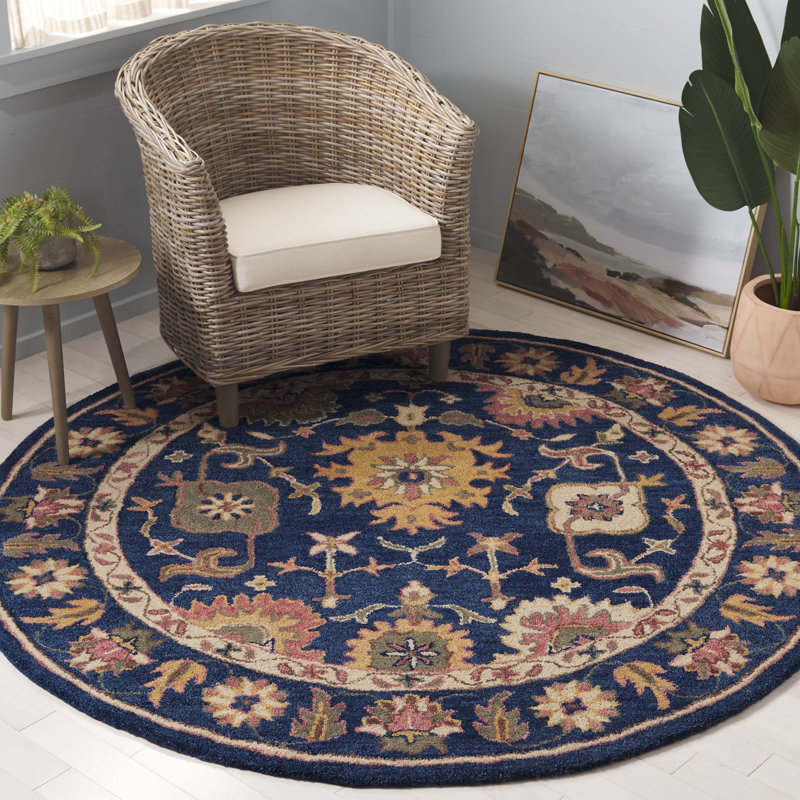 Longkesh Wool/Cotton Area Rug, Round 6'