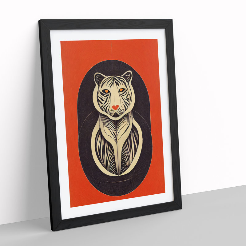 Tiger Nouveau No.2 - Framed Print, 64cm H x 46cm W x 2cm D, Black Framed