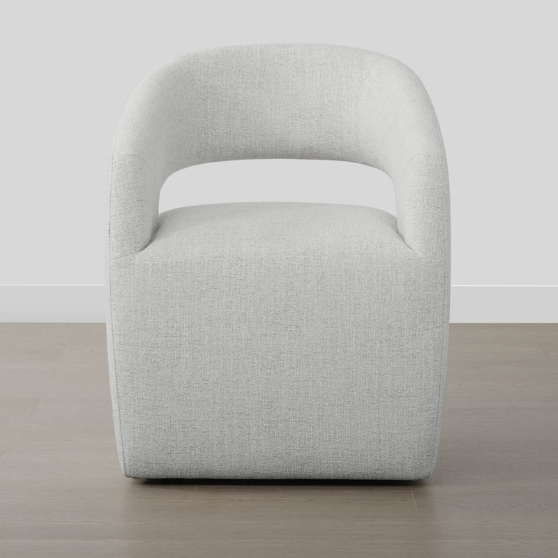 Chaises de salle à manger rembourrées avec roulettes cachées, Blanc (multicolore)