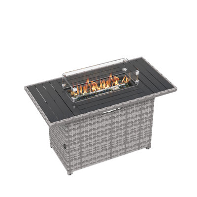 Tremonte Rectangle Stainless Steel Propane Fire Pit Table with Hidden Fuel Tank
