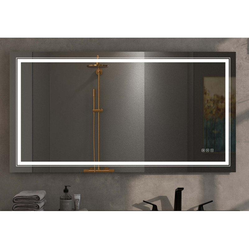 Miroir anti-buée avec bouton, 28 po x 60 po