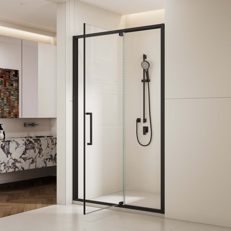 Porte de douche évolutive à cadre réglable avec verre trempé, portes de douche en alliage d'aluminium, installation réversible