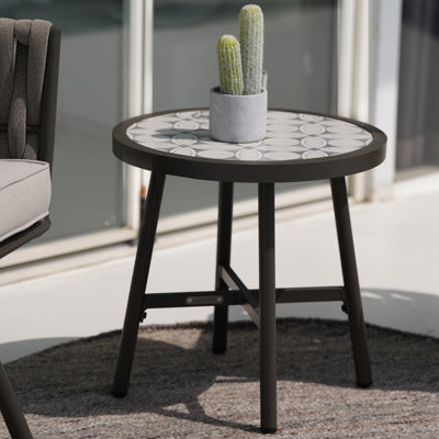 Shurlock Round Metal Outdoor Side Table , 18.9'' in. W 18.9'' in. D