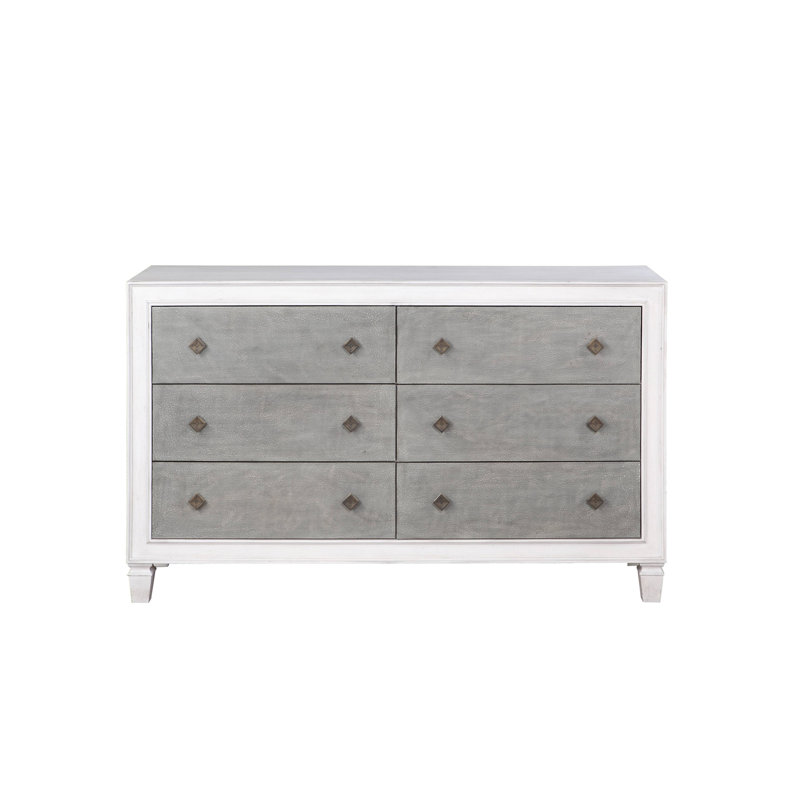 Commode Katia gris rustique et blanc vieilli