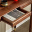 Console ronde en bois de noyer massif-1885759897
