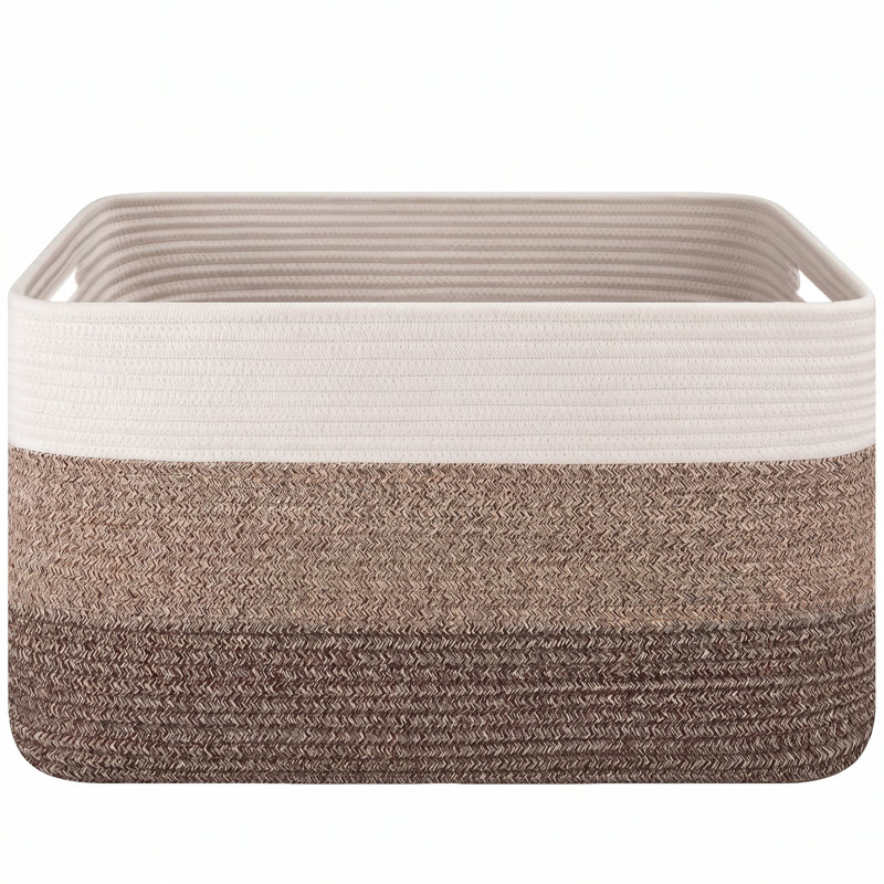 Très grand panier en corde de coton de 22 po avec poignées pour le rangement de la lessive, des couvertures, des oreillers et des jouets - Paniers pour l'organisation