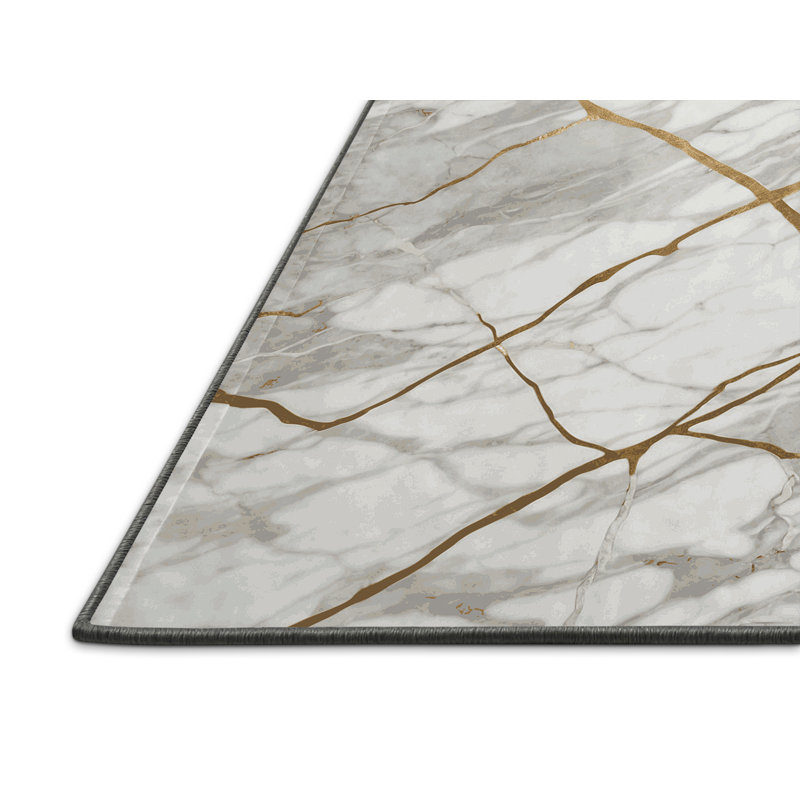 Tapis gris soyeux et moelleux, Rond 6 pi