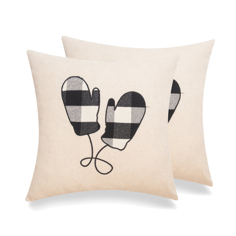 Housse de coussin My Cottage Living seulement - ensemble de 2, Polyester, Noir / blanc