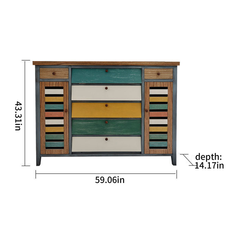 28 Pair Shoe Storage Cabinet, Natural/Gray/Green