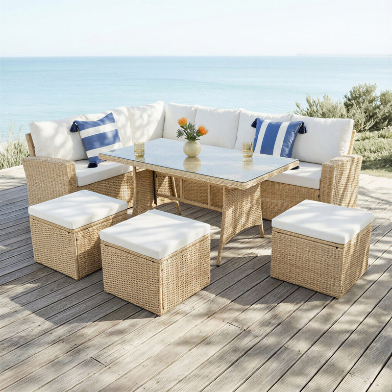 Wynnefield Corner Sofa Set, Natural, White