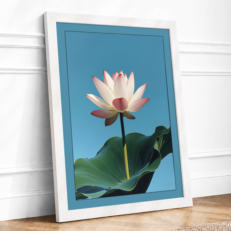 Lotus in Bloom Botanical - Framed Print, A1 - 84.1 x 59.4 cm, White