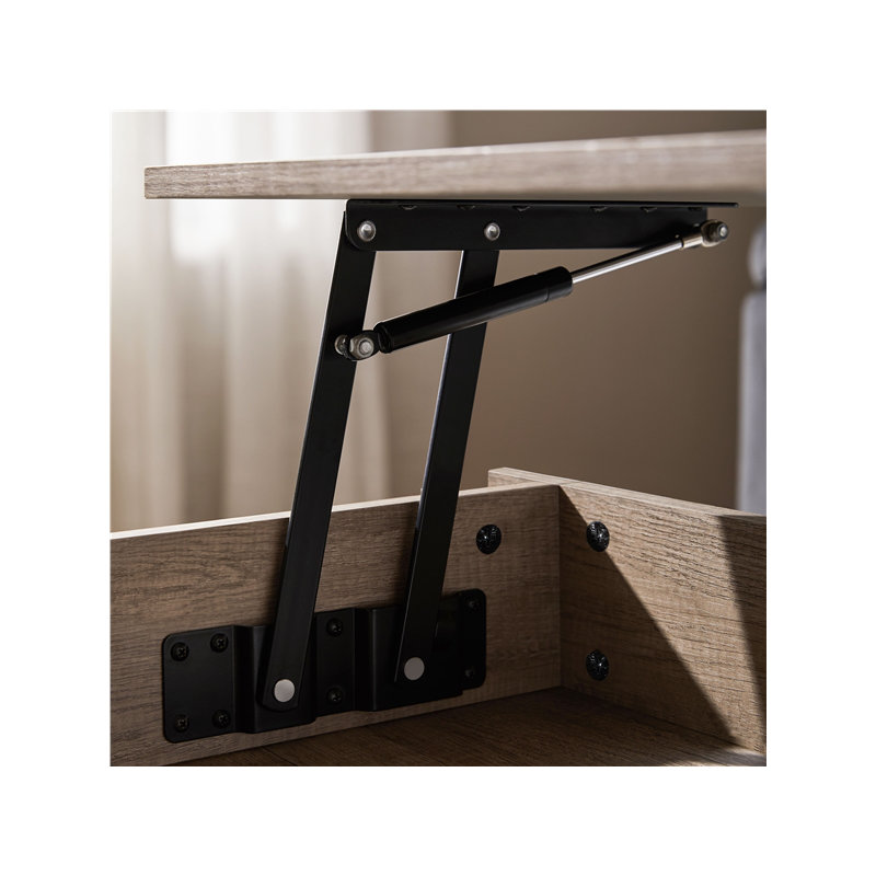 Table basse à plateau relevable Aspa, Blanc / Chêne, H 19 po x L 39,5 po x l 18 po