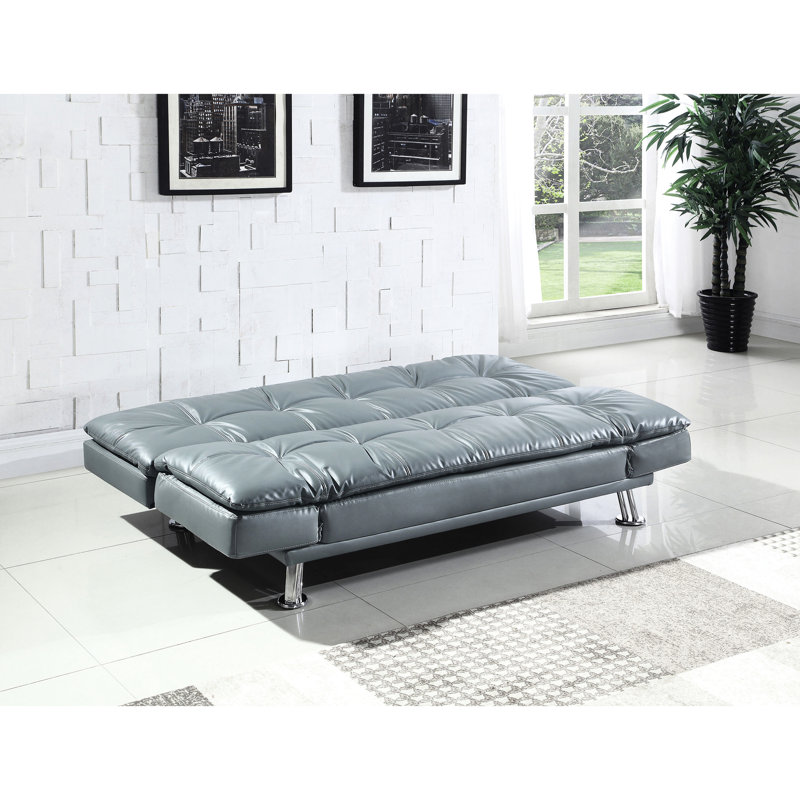 Convertible gris rembourré avec pieds en métal, élégant et réglable, ressort sinueux, interrupteur de lit rapide, parfait pour les espaces de vie, convertible, espaces contemporains