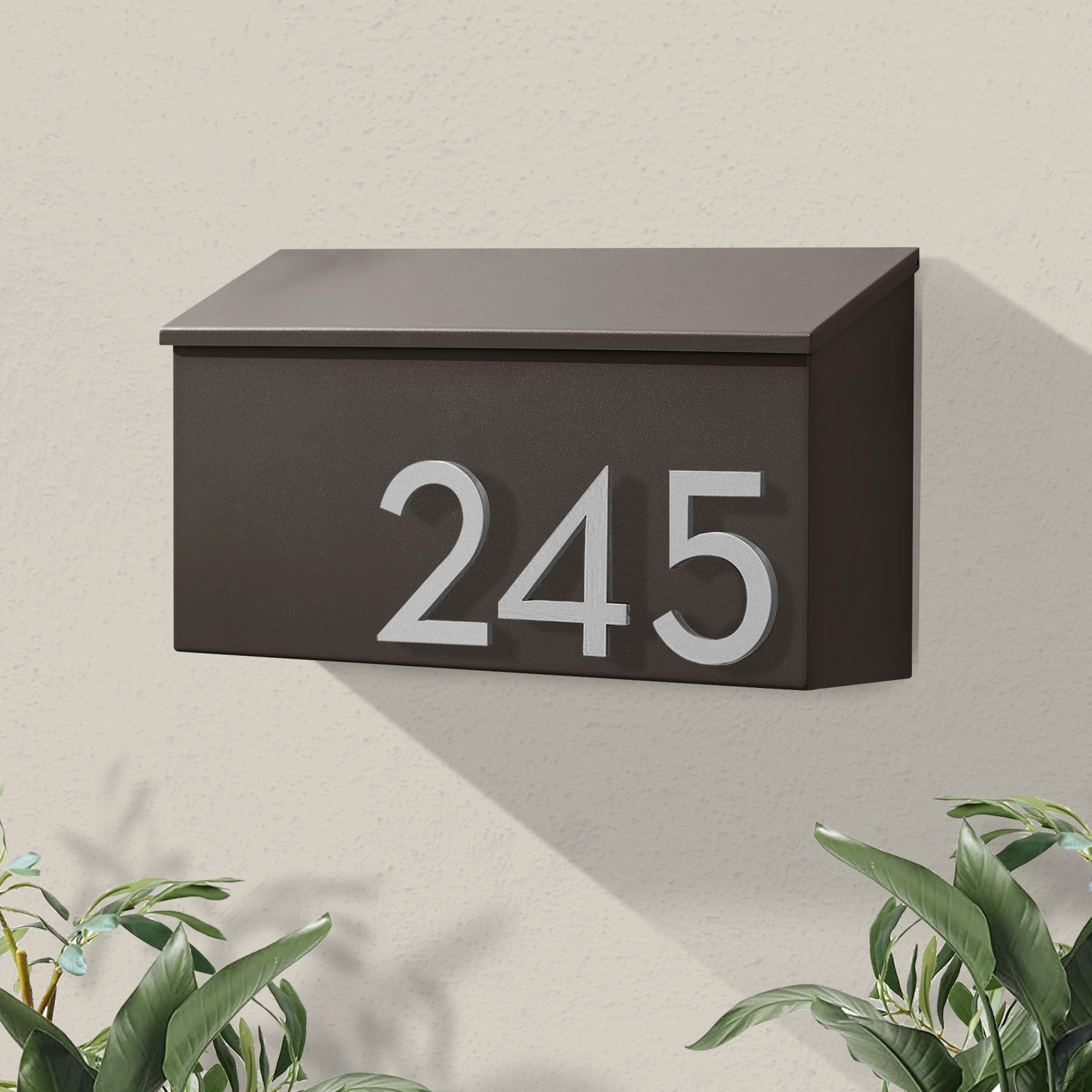 The OG Wall Mounted Steel Mailbox, Brown, Silver, Yes