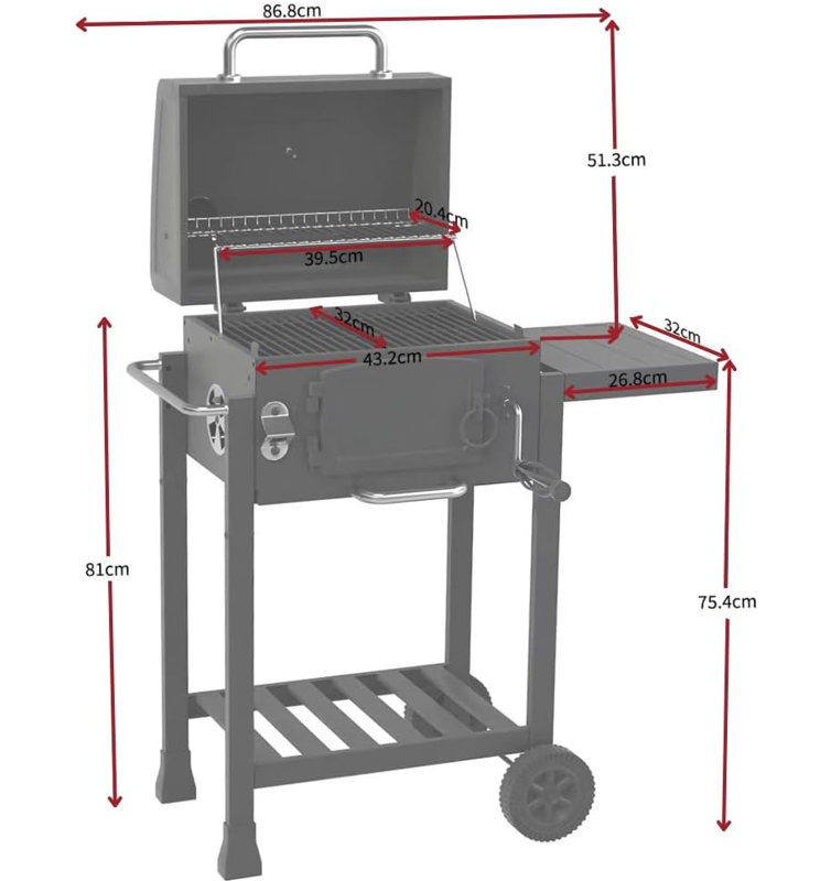 COSMOGRILL 561.29cm W Barrel Charcoal Grill