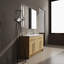 Meuble-lavabo double 59 1/8 po - Armoire en chêne clair avec lavabo intégré, tablettes réglables et 2 options de couleur de poignée (poignée noire)-2146181942-2146181940
