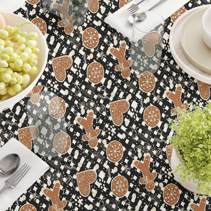 Geometric Christmas Tablecloth, 120" L x 60" W, Gingerbread Plaid