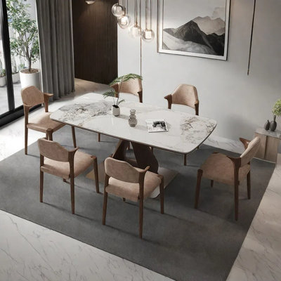 Elegant rock plate dining table and chair set