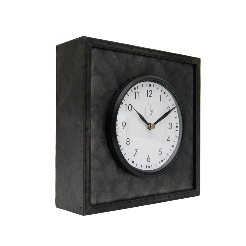 Horloge de table analogique à quartz en métal noir