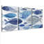 «Blue Fish», art mural enveloppé sur toile, motif côtier moderne (ensemble de 3)-1357559441