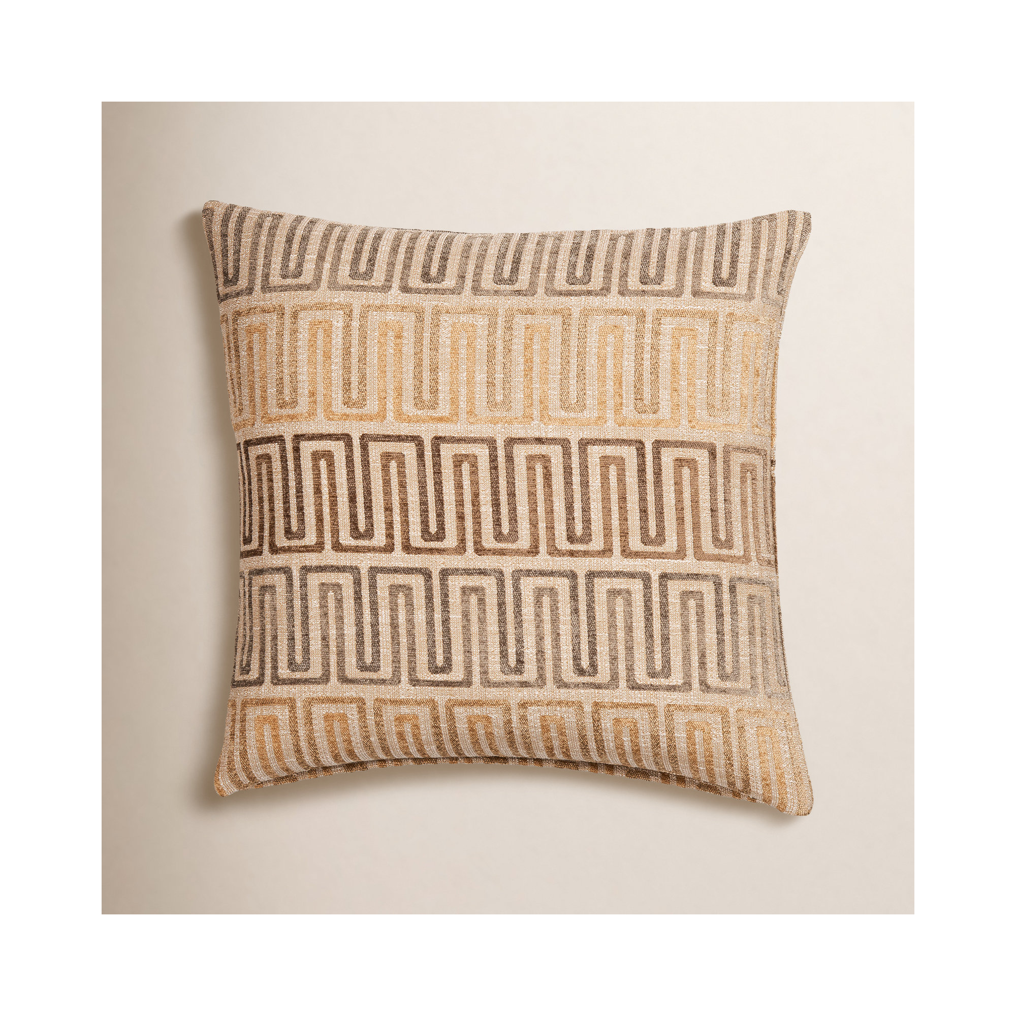 Floating Cubes Accent Pillow, Sand Geometric, Polyester, Square 26"