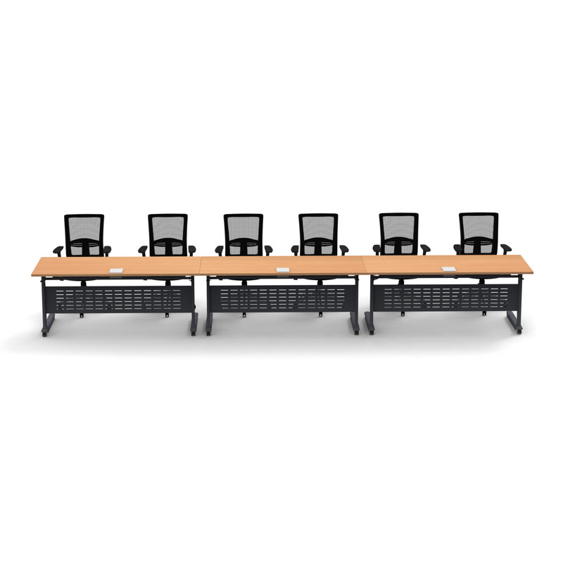 Rectangle 6 Person Flip Top 72'' L Modular Training Table and Chair Set with Casters and Modesty Panel and Cable Management