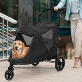 Foldable Pet Stroller for Small & Medium Dogs and Cats 3-Wheel Dog Stroller with 9 Angles Adjustable Handlebar 