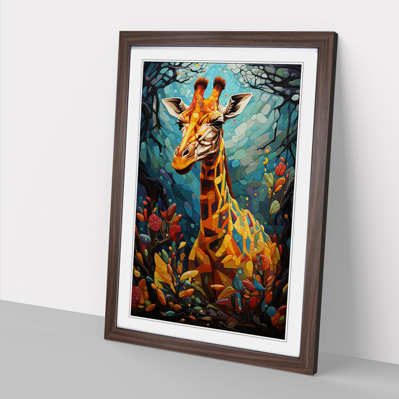 Giraffe Orphism - Framed Print, Walnut Framed, 64cm H x 46cm W