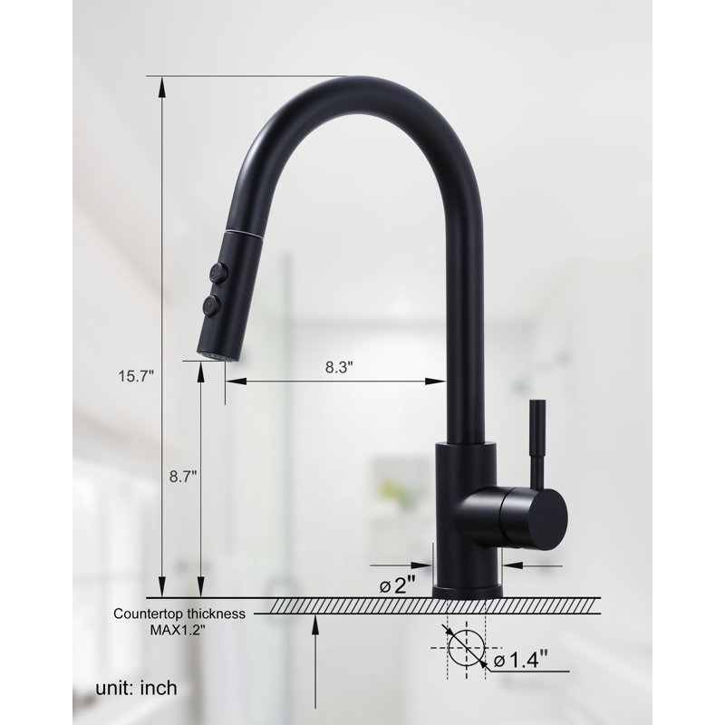 Aleasha Kitchen Faucet, Matte Black